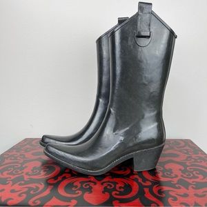 Black Cowboy Rainboots